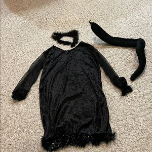 Black Cat Costume Dress with Tail and Headband